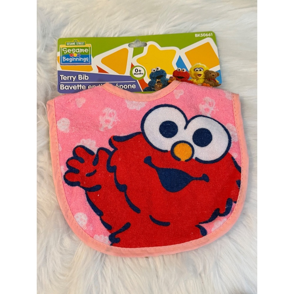 Sesame Beginnings Elmo Terry Bib Pink Floral 0+ Months BK50661 Sesame Street